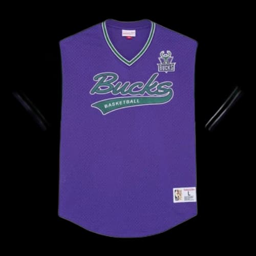 Mitchell & Ness x NBA Milwaukee Bucks MESH V Neck Jersey 'Purple'