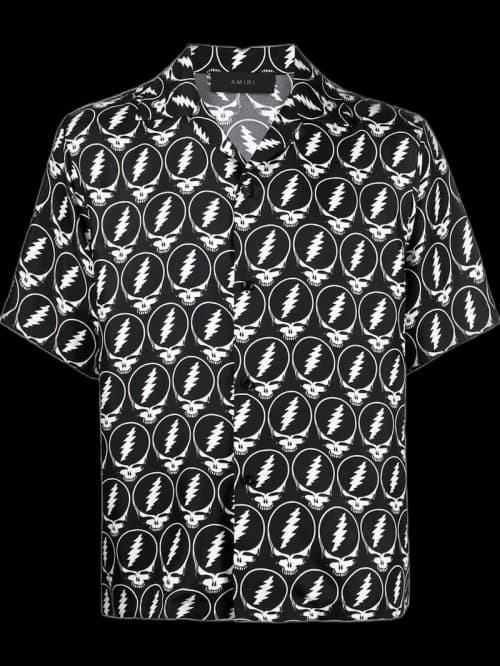 AMIRI Grateful Dead Skull Silk Shirt Black