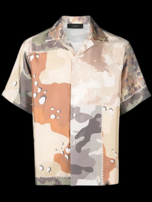 AMIRI Camoflage Silk Shirt Beige