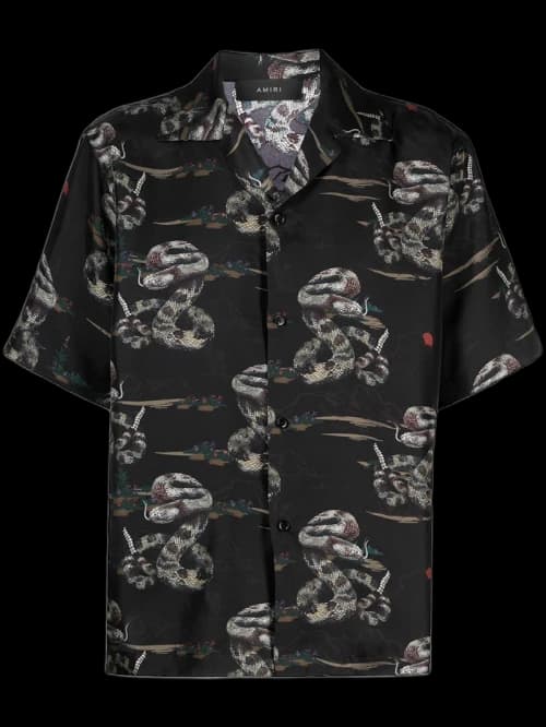 AMIRI Snake Silk Shirt Black
