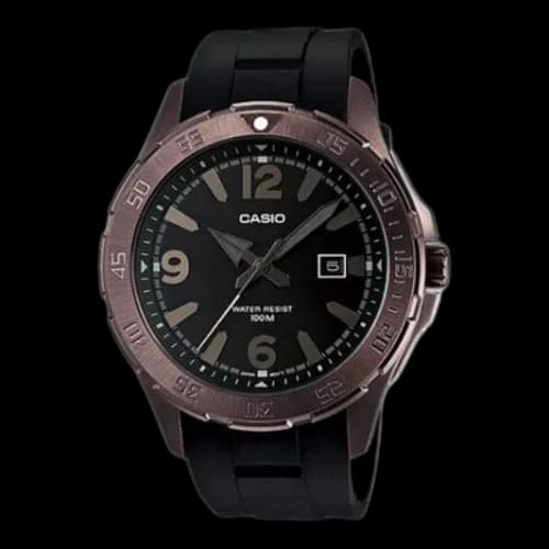 CASIO Quartz Movement Stainless Steel Case Black Dial 100 Meter Waterproof Watch Analog Mens