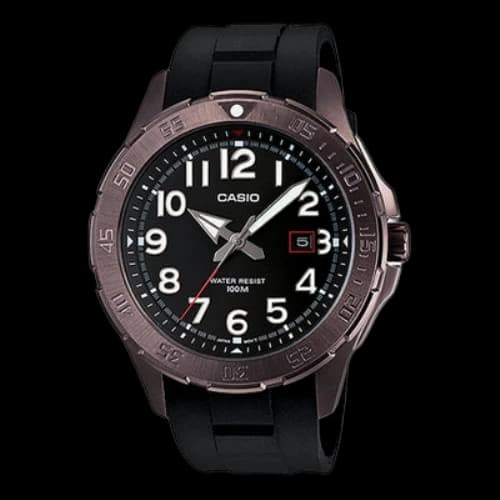 CASIO Quartz Movement Stainless Steel Case Dial 100 Meter Waterproof Watch Mens Black Analog
