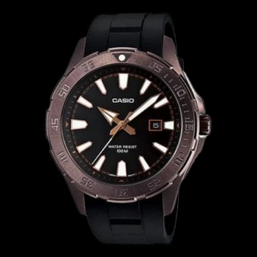 CASIO Quartz Movement Stainless Steel Case Black Dial 100 Meter Waterproof Watch Analog Mens