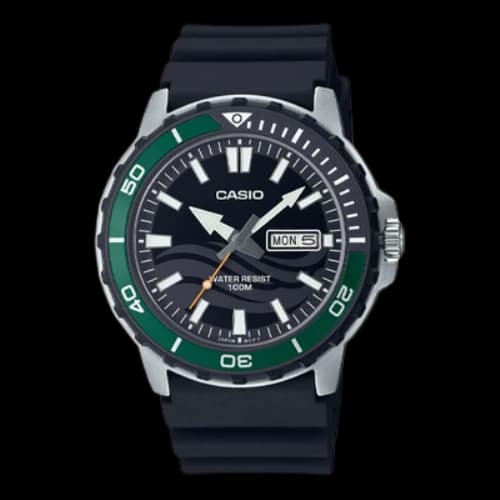 CASIO Analog 'Black Verdent Green'