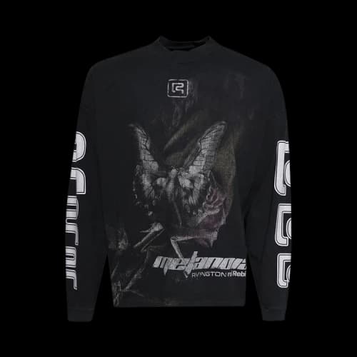 RIVINGTON roi Rebis Metamoth Vintage Long-Sleeve Tee 'Jet Black'