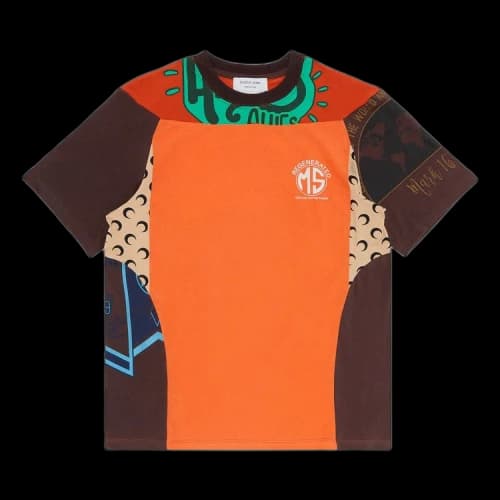 Marine Serre Regenerated Graphic Patchwork T-Shirt 'Orange'