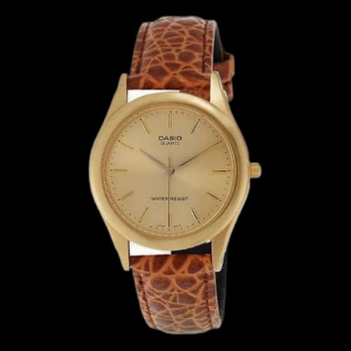 Casio Fashion Stylish Business Leather Strap Analog Watch 'Brown Gold'