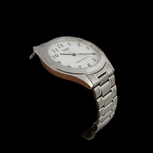 CASIO Waterproof Stainless Steel Strap White Dial Mens White Analog