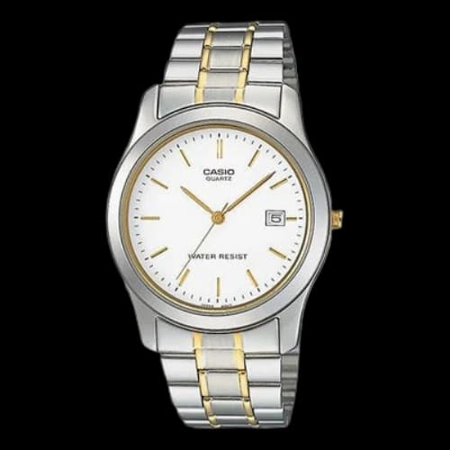 CASIO Waterproof Stainless Steel Strap Mens SilverWhite Analog
