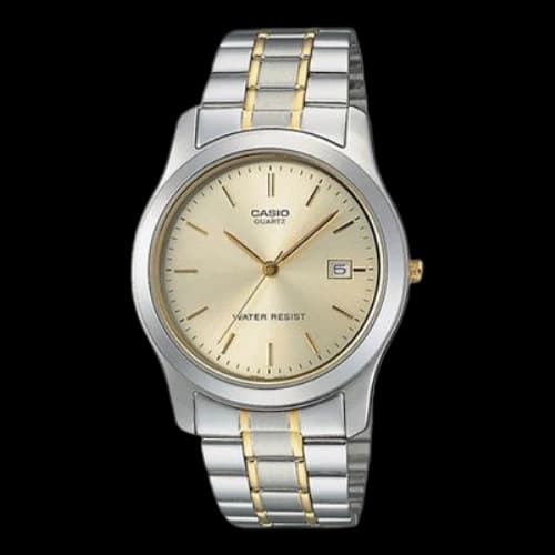 CASIO Waterproof Stainless Steel Strap Mens WhiteGold Analog