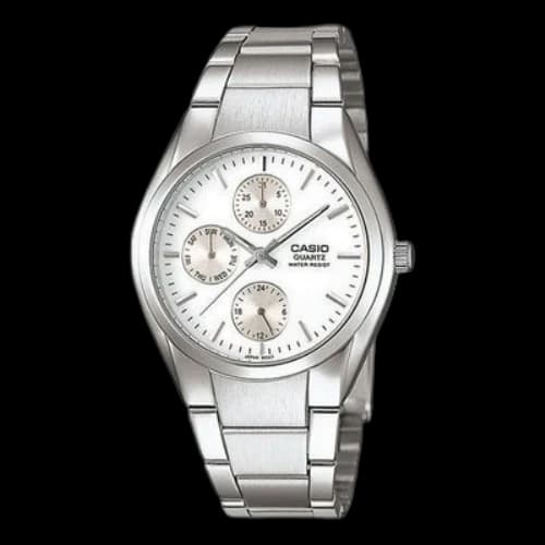 CASIO Stainless Steel Strap Quartz Waterproof Mens SilverWhite Analog