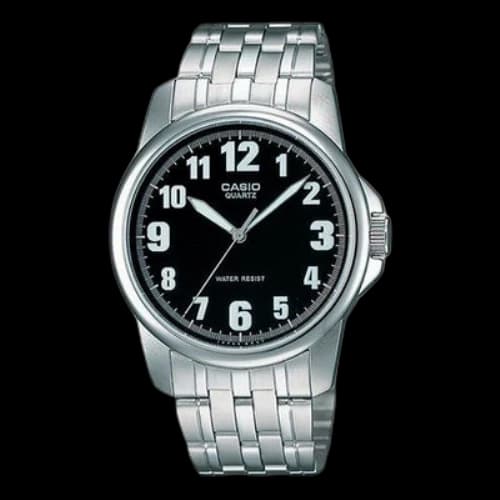 CASIO Waterproof Stainless Steel Strap Mens SilverBlack Analog