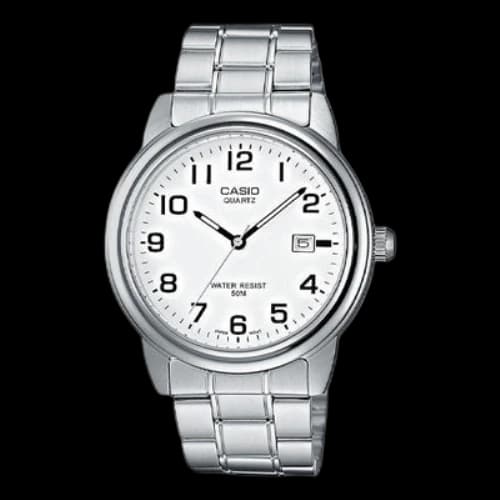 CASIO Dress Stainless Steel Case White Dial Quartz Movement 50m Waterproof 39mm Watch Analog Mens