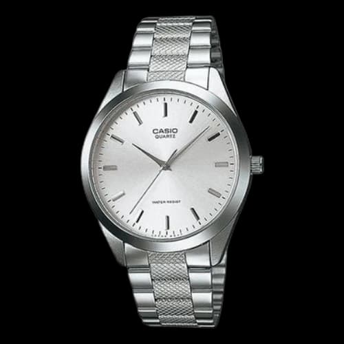 CASIO Waterproof Stainless Steel Strap Quartz White Dial Mens White Analog