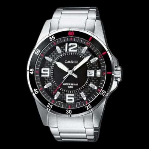 CASIO Dress Black Dial Mineral Glass Stainless Steel Strap Quartz Watch Analog Mens