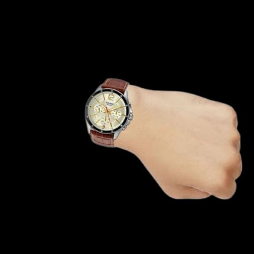 CASIO Waterproof Unisex Mens Light Brown Analog