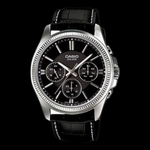 CASIO Waterproof Quartz Mens Black Analog