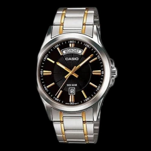 CASIO Quartz Waterproof Unisex Mens SilverBlack Analog