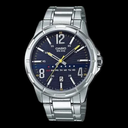 CASIO Dress Quartz Movement Stainless Steel Dial Blue Dial 50m Waterproof 43.7mm Watch Analog Mens