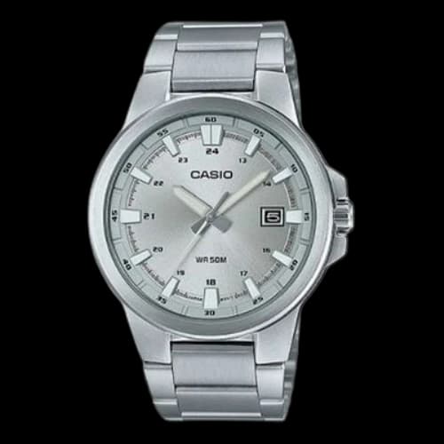 CASIO ENTICER Series Minimalistic Fashion Watch Mens Silver Analog
