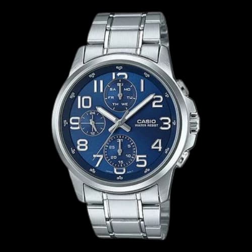CASIO Quartz Waterproof Unisex Mens BlueSilver Analog