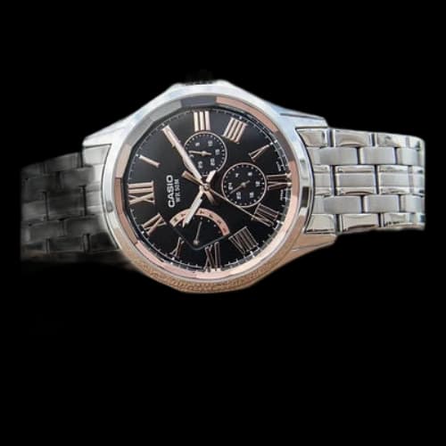 CASIO Waterproof Date Display Quartz Black Dial 41mm Stainless Steel Strap Watch Mens Analog