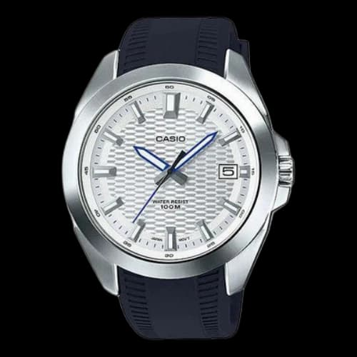 CASIO 100 Meter Waterproof Watch Leather Black Strap Mens