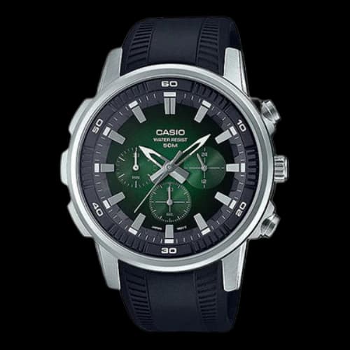 Casio Dress Classic Analog Watch 'Black Green Silver'