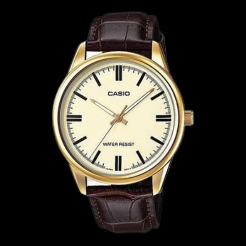 CASIO Men's Brown Leather Strap Mens