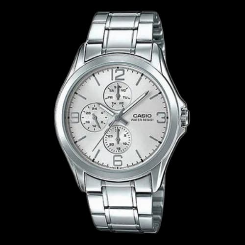CASIO Men's Stainless Steel Strap Silvery Dial Analog Mens