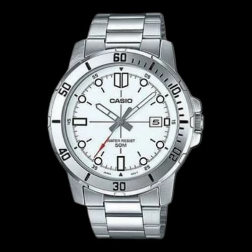 CASIO Stainless Steel Strap Unisex Mens Silver Analog