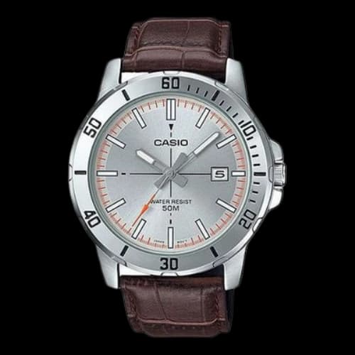 CASIO Leather Band Waterproof Business Style Men Mens Brown Analog
