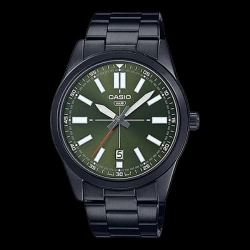Casio Dress Pointer Display Analog Watch 'Metallic Black Green'