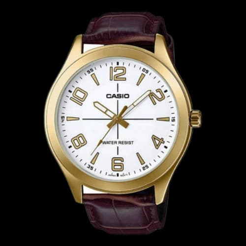 CASIO Waterproof Men's Brown Leathe rStrap Mens Analog