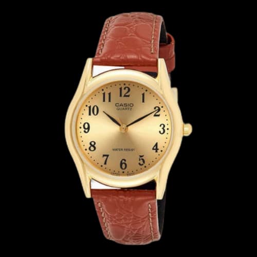 CASIO Gold Color Leather quartz Watch Mens