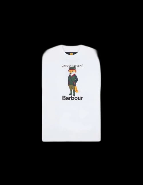 Maison Kitsune Barbour x MK Beaufort Fox Tee White