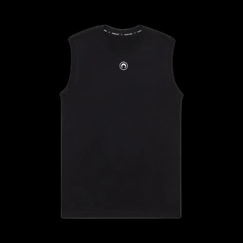 Marine Serre Organic Cotton Jersey Plain Tank Top 'Black'