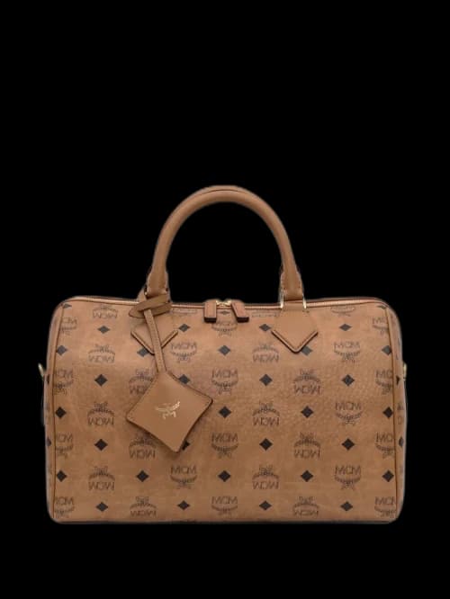 MCM Ella Vi Medium Boston Bag Cognac