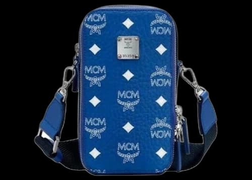 MCM Visetos Crossbody Camera Bag Blue/White