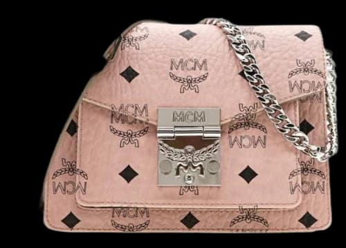 MCM Patricia Visetos Mini Flap Lock Crossbody Soft Pink