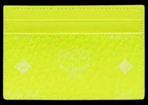 MCM Visetos Card Case Holder Neon Yellow