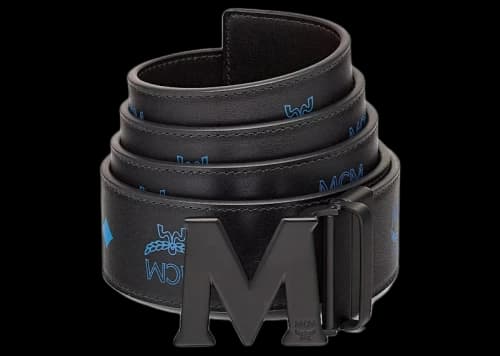MCM Claus M Reversible Belt Vallarta Blue