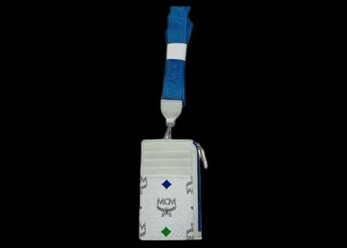 MCM Spectrum Rainbow Logo Visetos Lanyard Card Case White