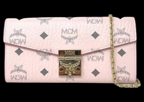 MCM Tracy Monogram Logo Wallet On Chain Crossbody Bag Pink