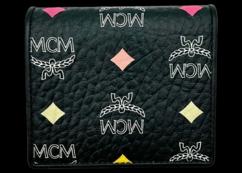 MCM Spectrum Diamond Rainbow Logo Visetos Wallet Black