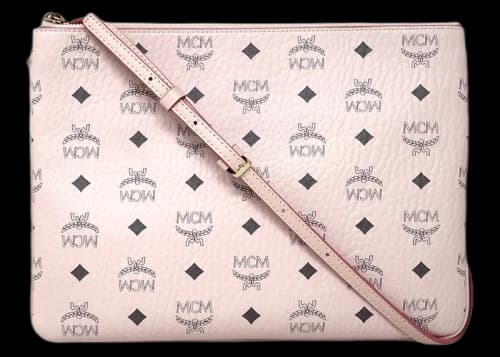MCM Visetos Monogram Logo Crossbody Bag Pink