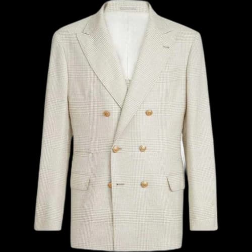 Brunello Cucinelli prince of wales-pattern double-breasted blazer