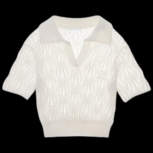 Helmut Lang Cropped Polo Sweater 'Bleach'