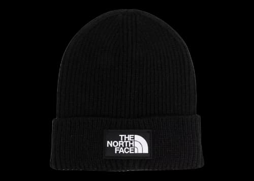 The North Face Logo Patch Ribbed Beanie Black