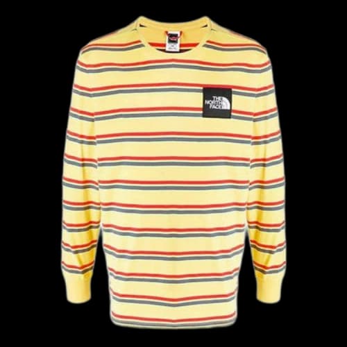 THE NORTH FACE Stripe Printing Long Sleeves Tops Yellow